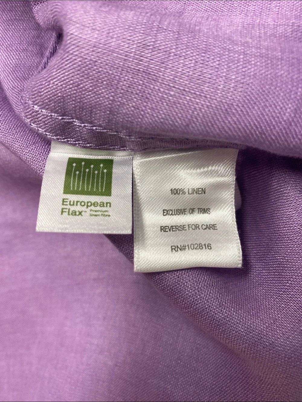 Garnet Hill European Flax Linen Sleeveless Button Shirt Purple Coastal Medium